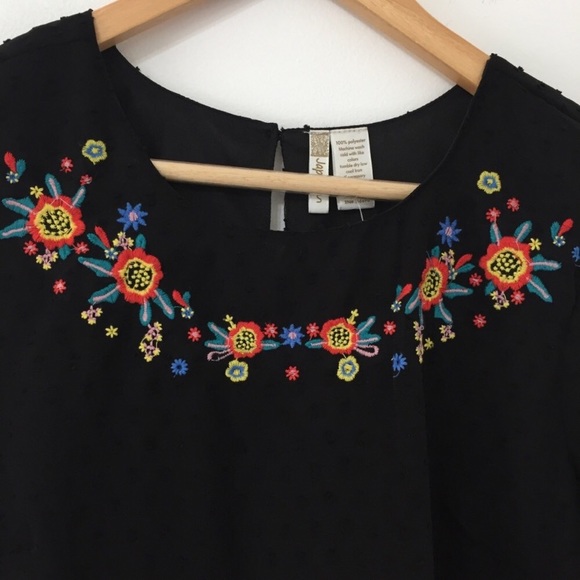 Japan Floral Embroidered Swiss Dot Drop Hem Dress - Picture 3 of 7